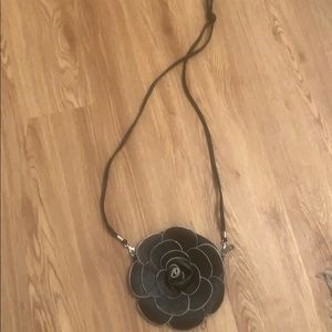 Black flower crossbody purse
